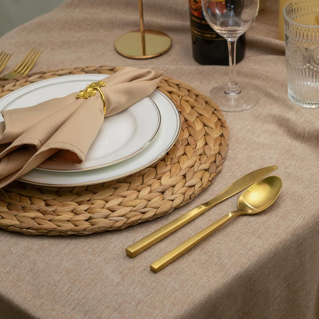 Cube Gold 20-Piece Flatware Set, Forged Cutlery Set, Matte Gold Silverware Service for 4