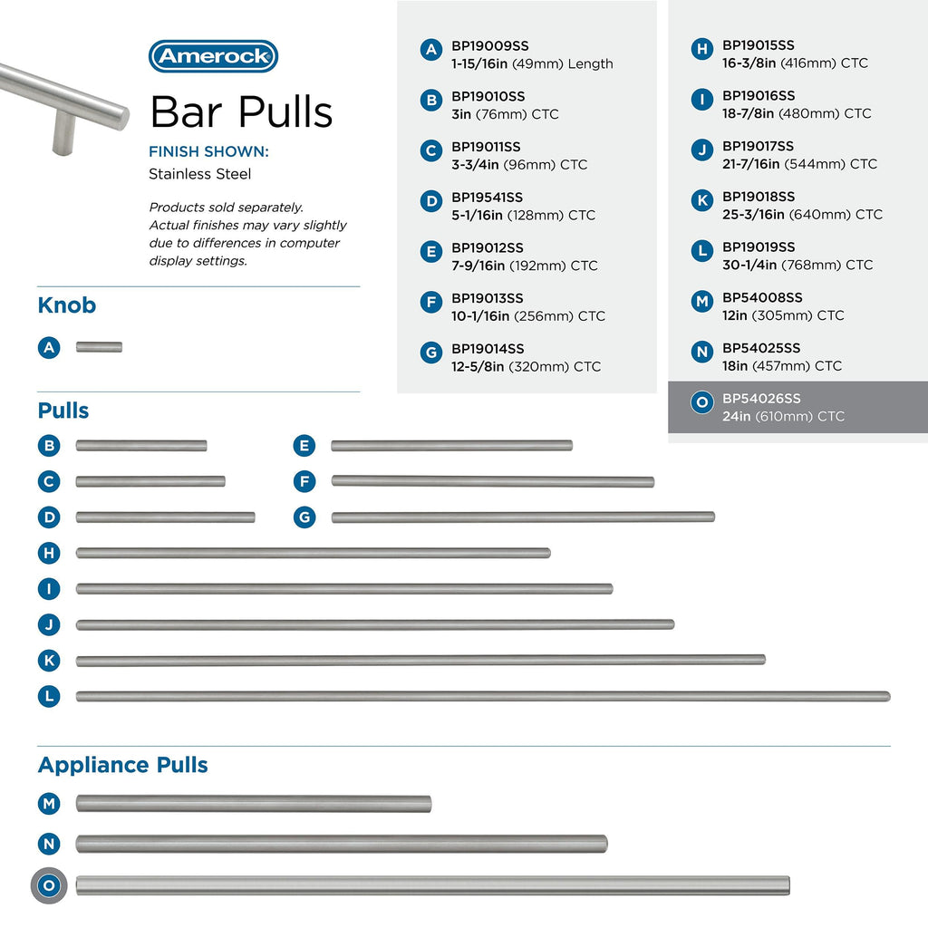 24" Bar Pulls Stainless Steel Appliance Pull