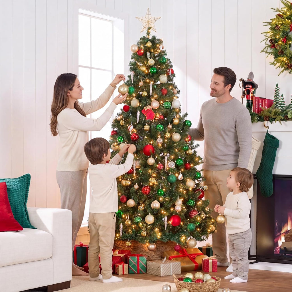 Artificial Christmas Tree with LED Twinkling Lights, 4.5 to 15 ft, Pre-Lit Spruce Realistic Holiday Xmas Décor