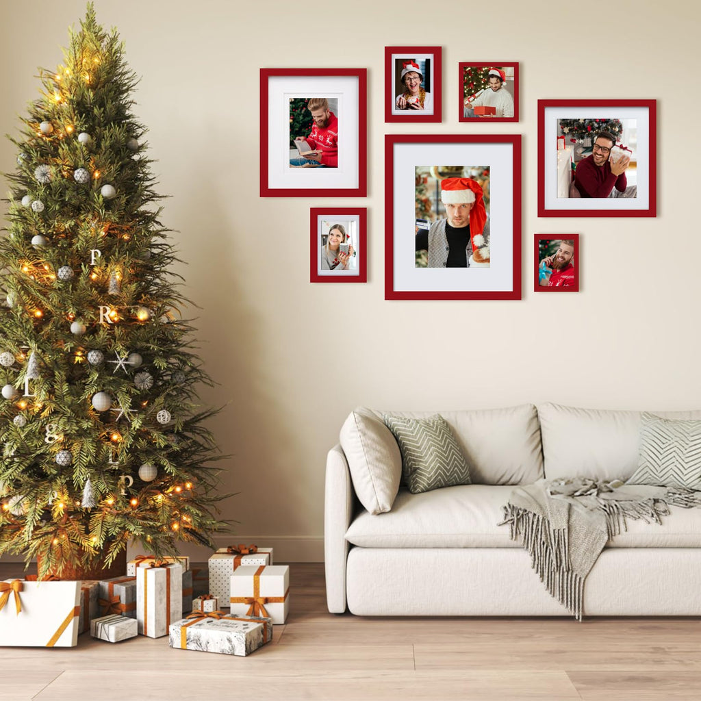 8x10 Picture Frames 4 Pack - Wood Frames Covered by Plexiglass for Pictures 4x6 or 5x7 with Mat or 8x10 Without Mat