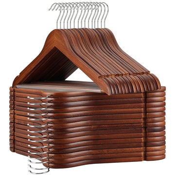 Walnut Wooden Hangers 30 Pack, Heavy Duty Clothes Hangers