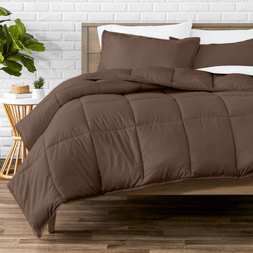 Comforter Set - Ultra-Soft - Goose Down Alternative - Premium 1800 Series - All Season Warmth (Cocoa)