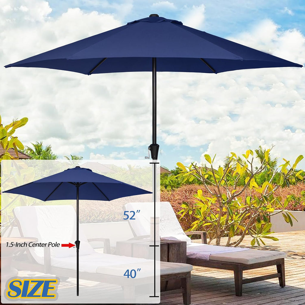 9FT Outdoor Patio Umbrella, Market & Table Umbrella with 6 Sturdy Ribs and Crank System, Fade-resistant & Waterproof