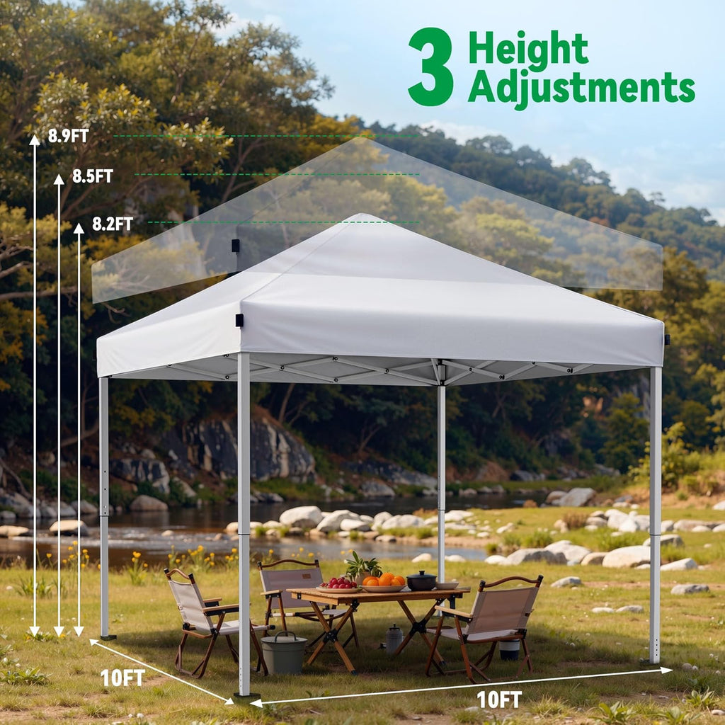 10x10 Pop Up Canopy Tent, Instant Setup Portable Canopy with Carry Bag, 4 Sandbags and 8 Stakes Events