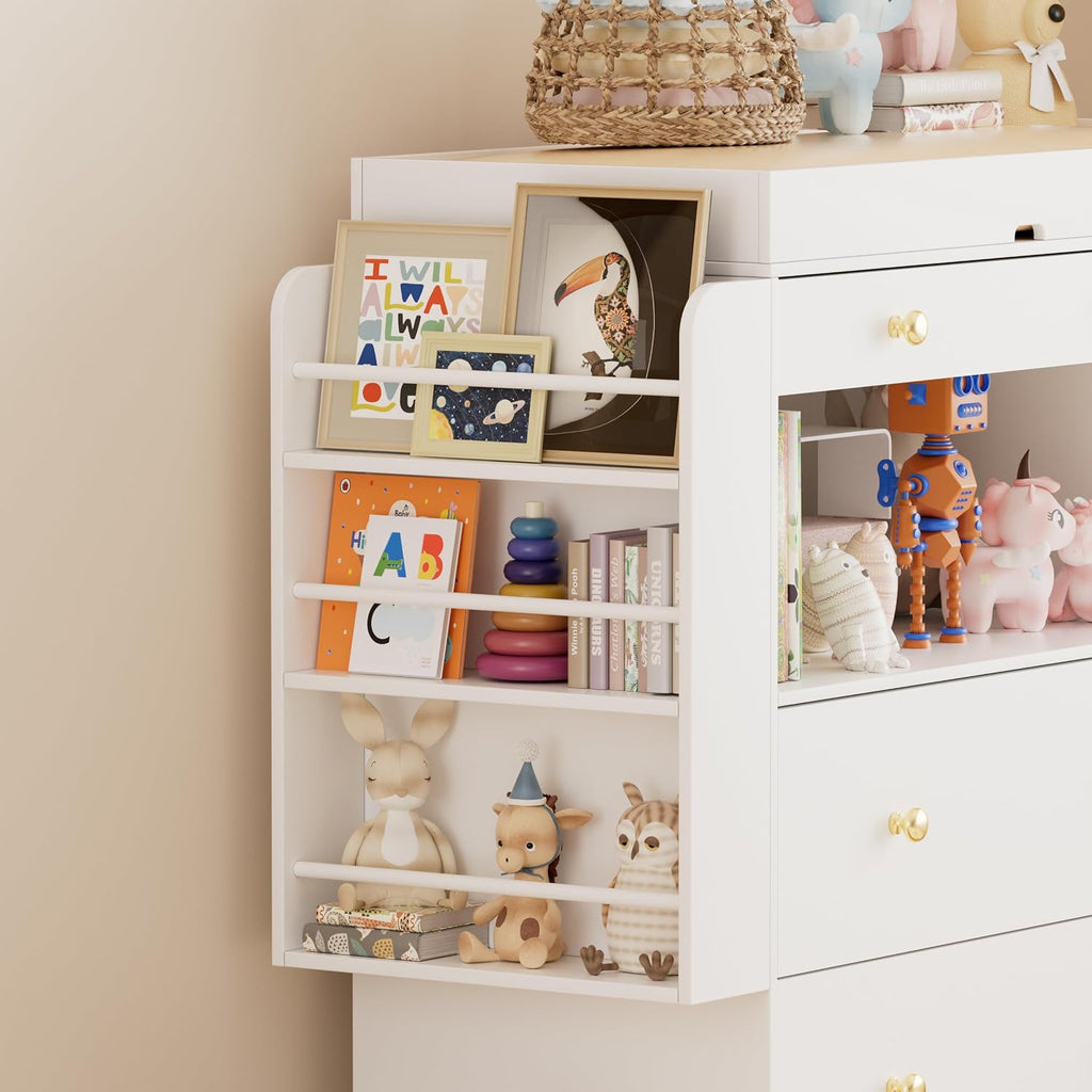 Nursery Dresser with Baby Changing Table, Modern Diaper Changing Station,Dresser with 3 Drawers & Shelves, Storage