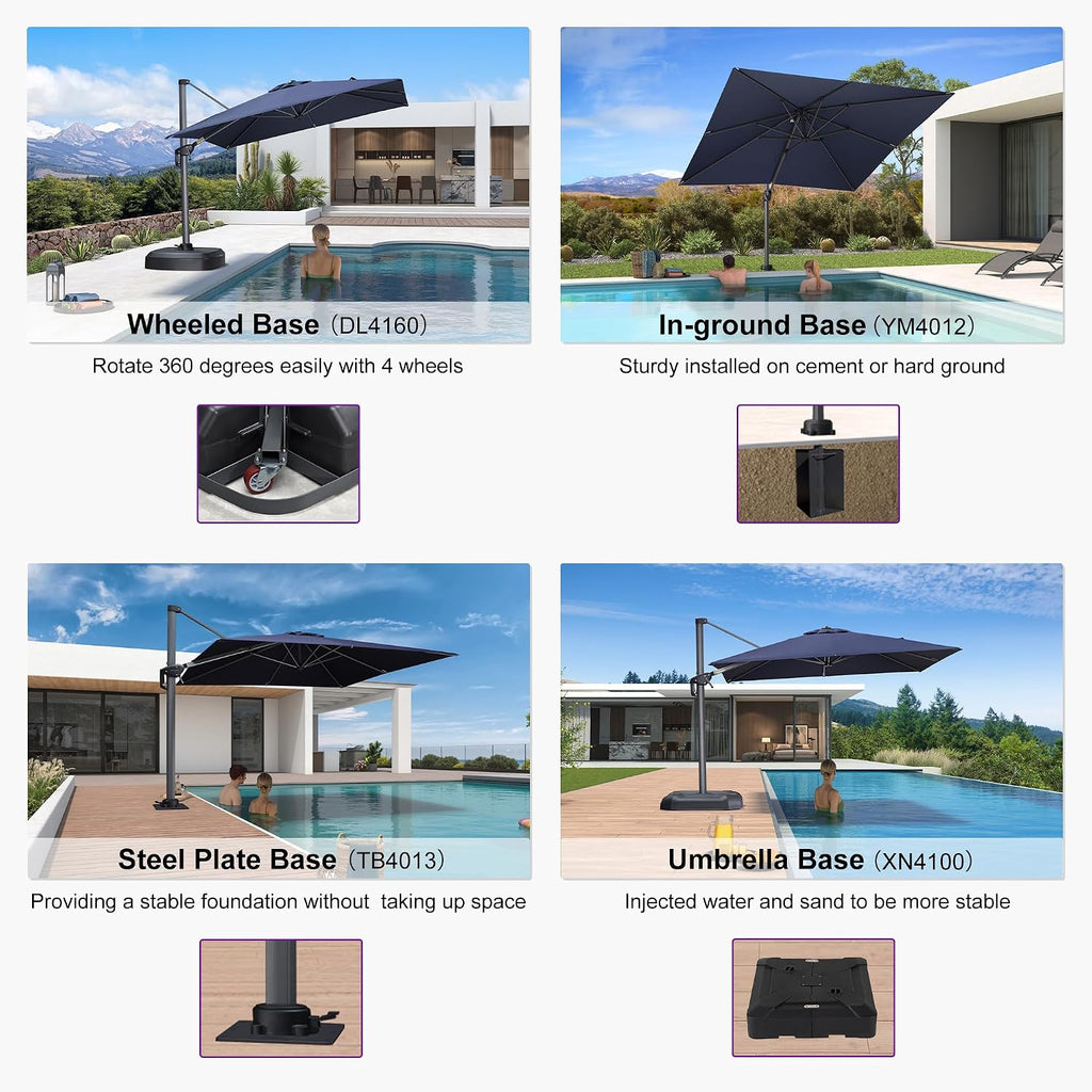 8' X 8' Patio Umbrella for Pool 7' High Offset Outdoor Cantilever Umbrella Swimming Pool Umbrella with 360°Rotation