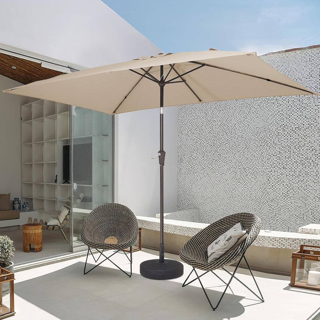 6.5x10 ft Rectangular Patio Umbrellas Rectangle Outdoor Umbrella with Push Button Tilt and Crank