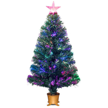3ft Green Pre-lit Small Fiber Optic Tabletop Christmas Tree