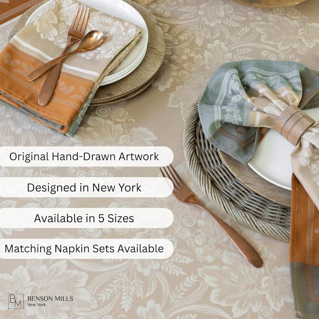 Harvest Gathering Heavyweight Engineered Jacquard Fabric Table Cloth, Décor for Fall, Harvest and Th