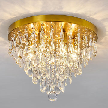 Modern Crustal Ceiling Light Fixture Large Flush Mount Ceiling Light 6 Light Ceiling Chandelier for Bedroom Foyer