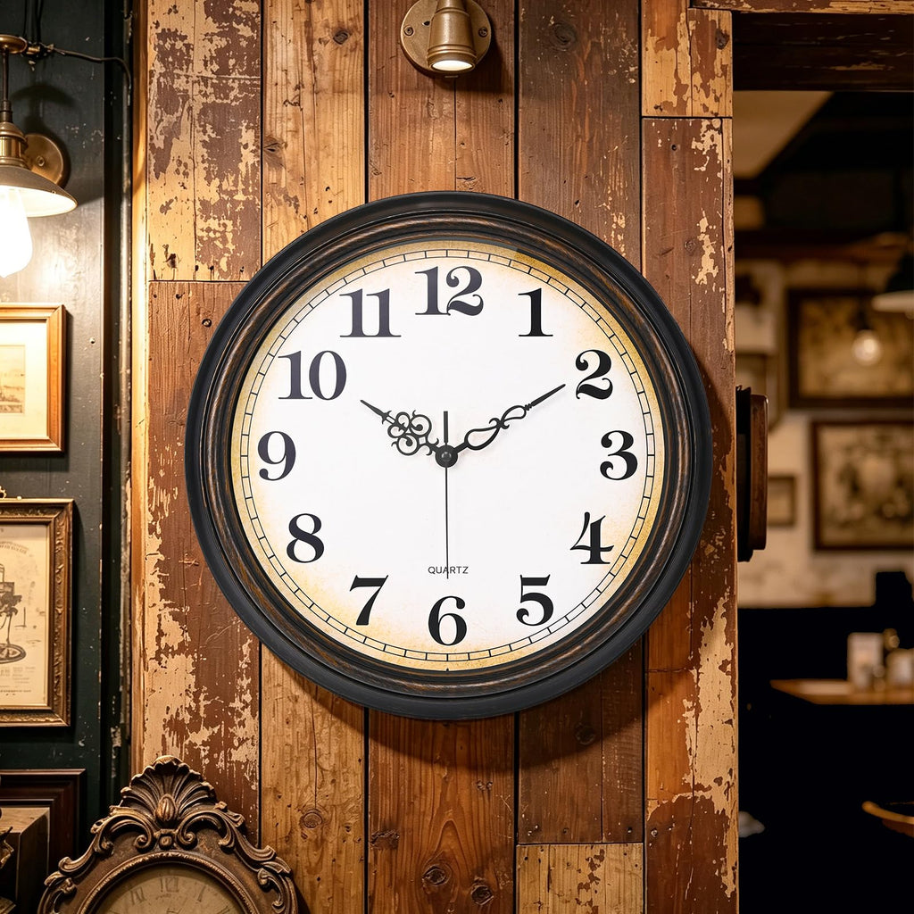 Large Wall Clock 16 Inch Silent Non-Ticking Vintage Wall Clocks Battery Operated Office School (Bronze)