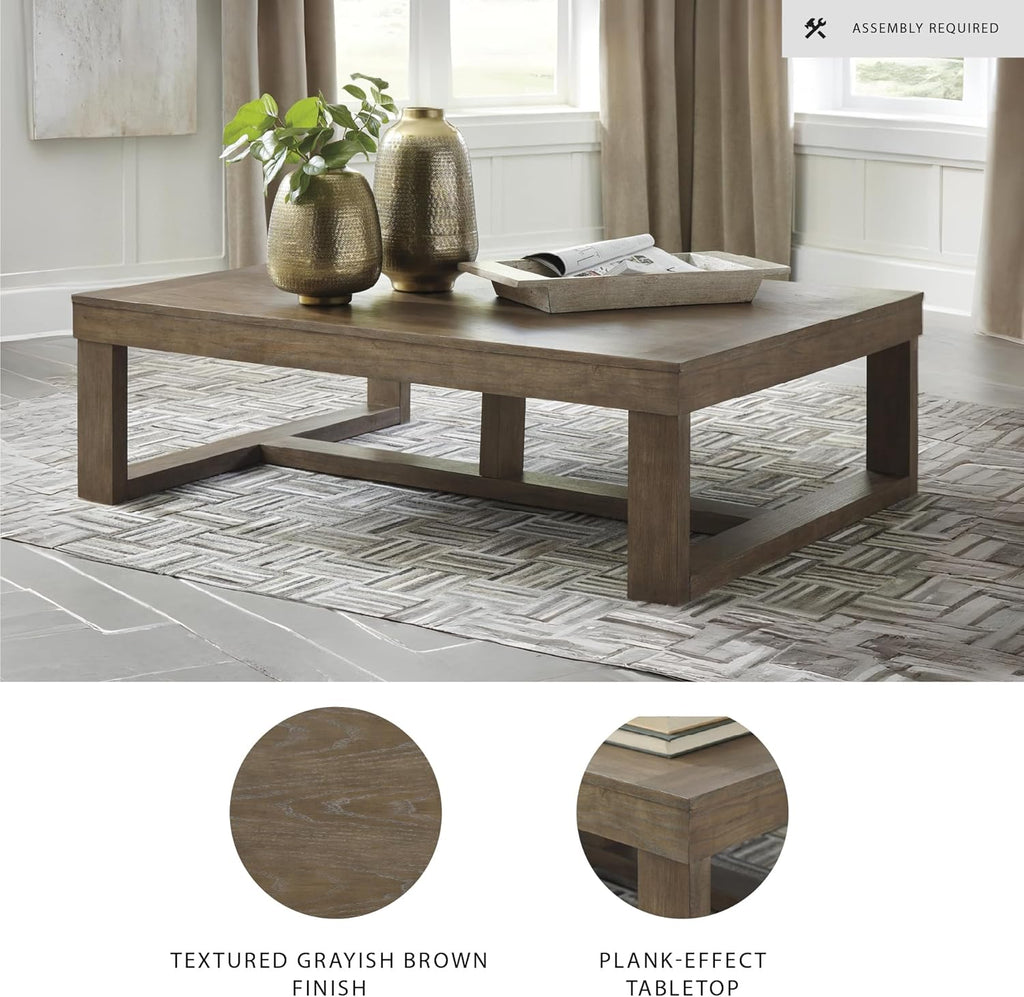 Cariton Contemporary Rectangular Cocktail Table, Brown