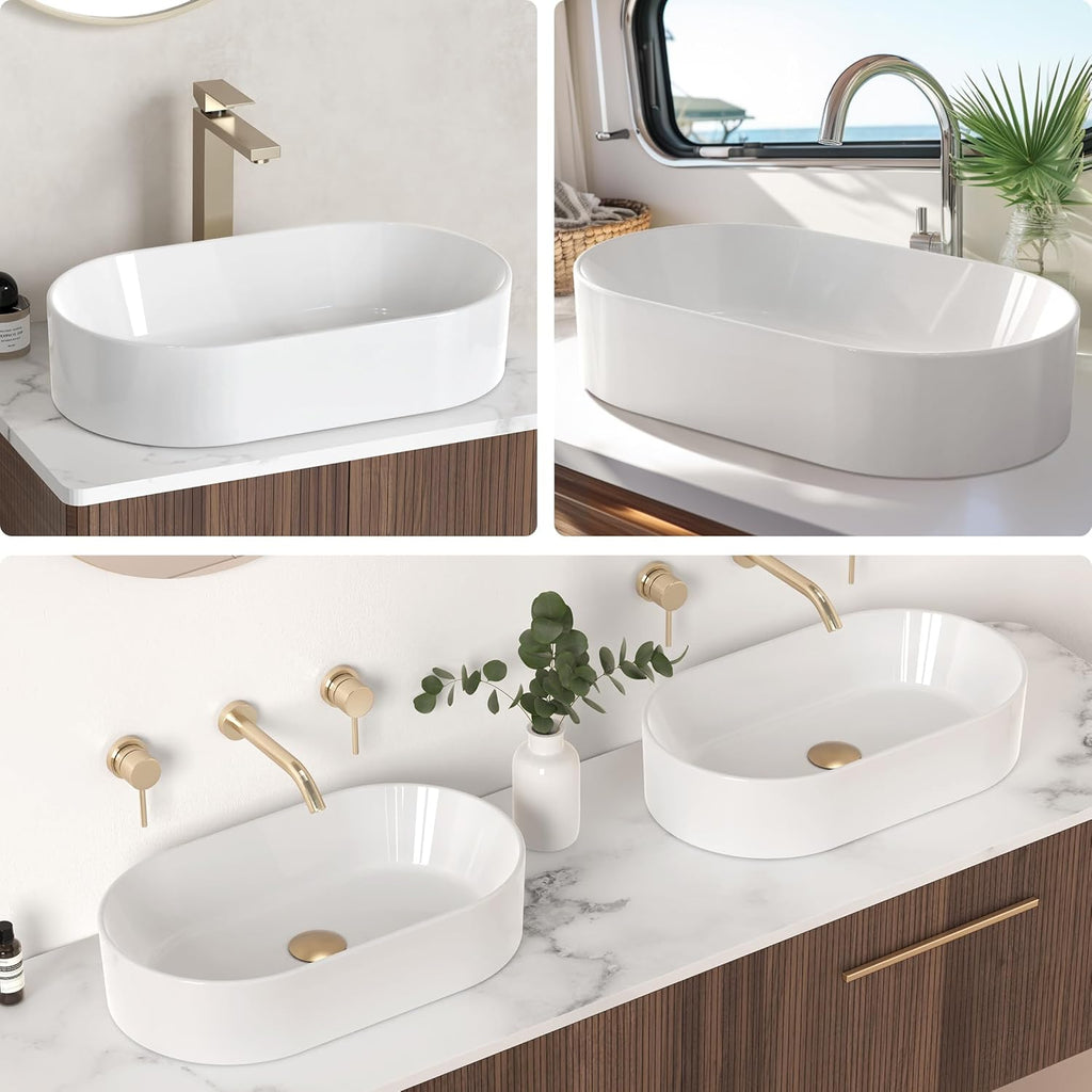 KES Bathroom Sink, White Vessel Sink for Bathroom