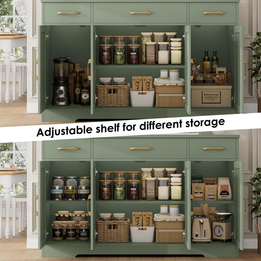 Kitchen Buffet Sideboard Storage Cabinet, Coffee Bar Cabinet, Green