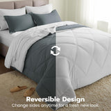 Joiedomi Queen Comforter Set with Sheets Dark Grey, 7 Pieces Queen Bed Set with 1 Down Alternative Comforter