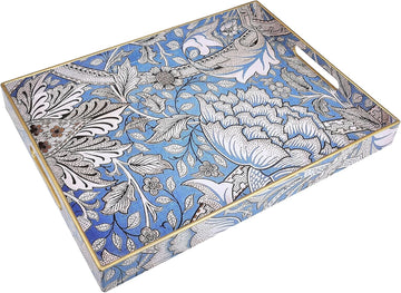 Rectangle Serving Tray with Handles, Coffee Table Tray for Ottoman, Living Room, Outdoor Tray for Patio Entertaining