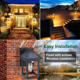 2 Pack Solar Wall Lanterns Outdoor with 3 Modes, Dusk to Dawn Motion Sensor LED Sconce Lights IP65 Waterproof