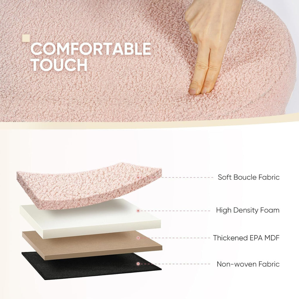Ottoman with Storage , Sherpa Folding Storage Ottoman Foot Rest, 43.3 Inches Collapsible Bedroom Bench Pink
