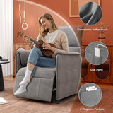 Recliner Chair，Electric Adjustable Chenille Recliner with Remote Control and Padded Backrest,Home Theater Recliner