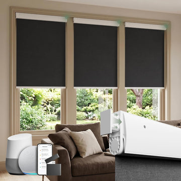 No Drill Motorized Blinds with Remote, White,23" W x 72" H