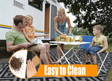 Outdoor Rugs Reversible Waterproof Mat Plastic Straw Rug with Corner Loops & Stakes Non-Fading RV Ca