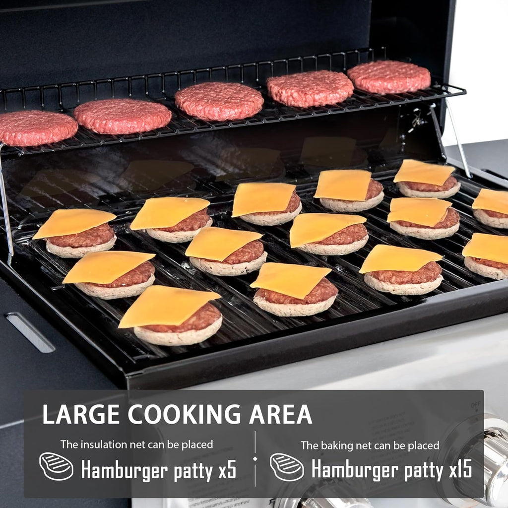 3-Burner Propane Gas Grill, 30,000 BTU Stainless Steel BBQ Grill with 472 Sq. In. Cooking Area and Foldable Side Shelves