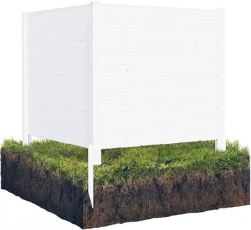 Privacy Fence Panels, 48''W x 45.4''H PVC Air Conditioner Fence with 2 Panels, Fixed Nail & Hammer, Decorative Fences