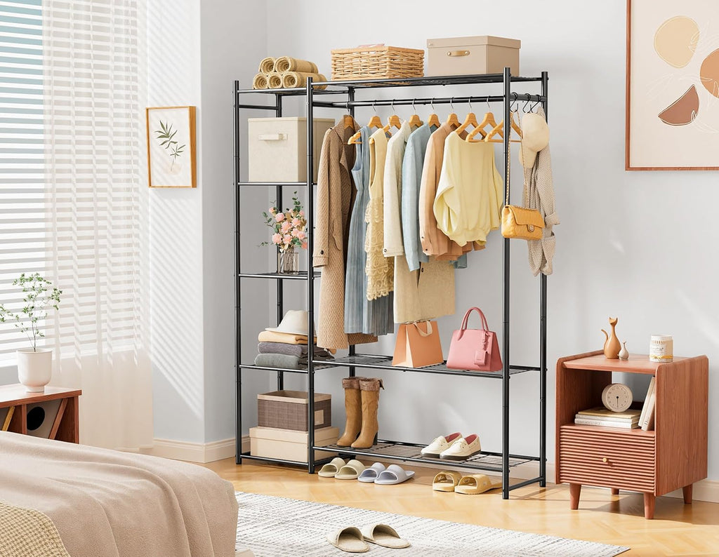 Wardrobe Closet,Portable Clothes Rack with 4 Tiers Shelves,Freestanding Closet Organizers and Storage System with