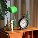 7-Inch Vintage Mantel Clock with Handle,Antique Metal Desk Clocks Battery Operated,Retro Table Clock for