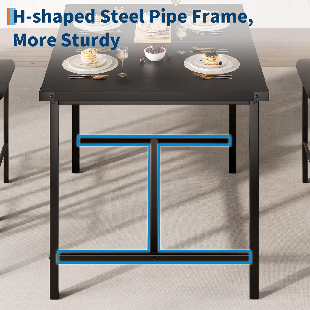 Dining Table Set for 4 w/Corner Protecto, Dining Room Table Set with Footrest & Backrest, Counter Height Table with 4