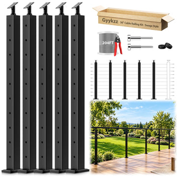 16-20FT Modular Cable Railing Kit 36", 5 Level Railing Post System