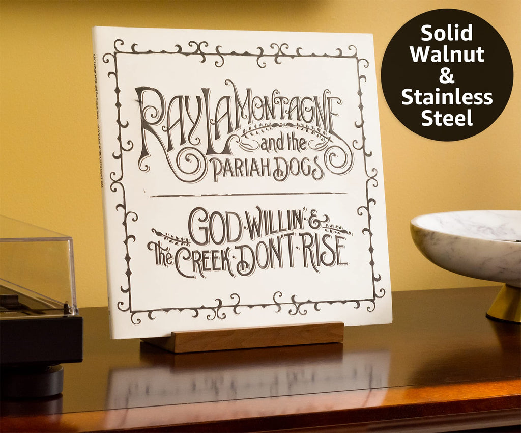 Now Playing Vinyl Record Stand, Solid Walnut Display Holder