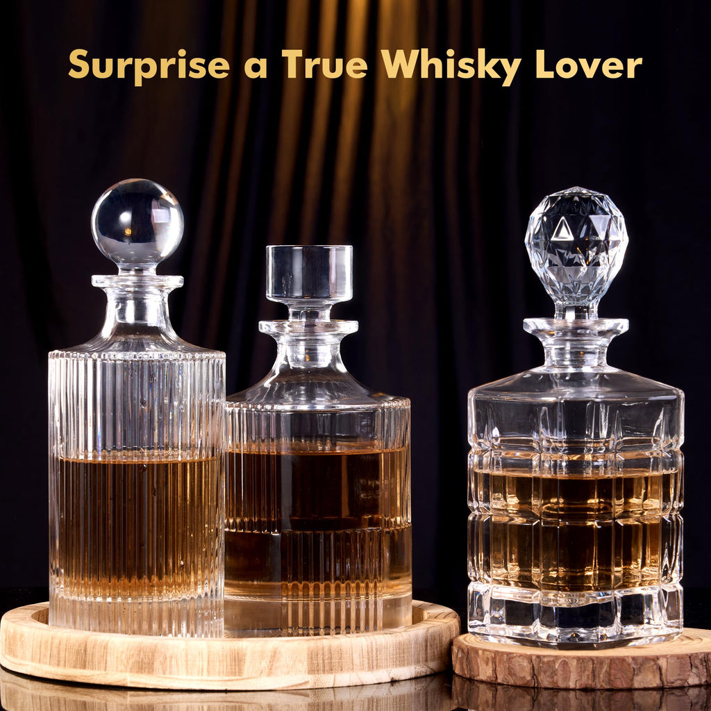 34 oz Whiskey Decanter with Stopper - Leak-Resistant Design for Bourbon & Scotch, Crystal-Inspired Glass - Home Bar