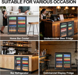 Back Bar Cooler with 2 Glass Doors, 7.4 Cu.ft Under Counter Height Beverage Refr