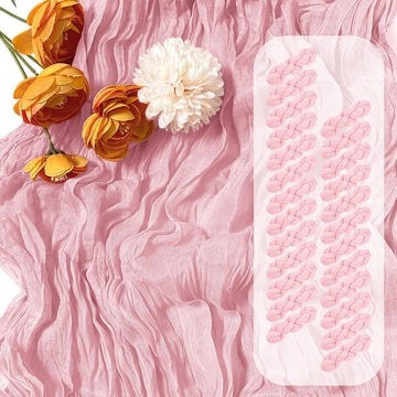 25 Pack Light Pink Cheesecloth Table Runner, 17 x 108 Inch, Gauze, Semi-Sheer, Classic Style, Polyester, Solid