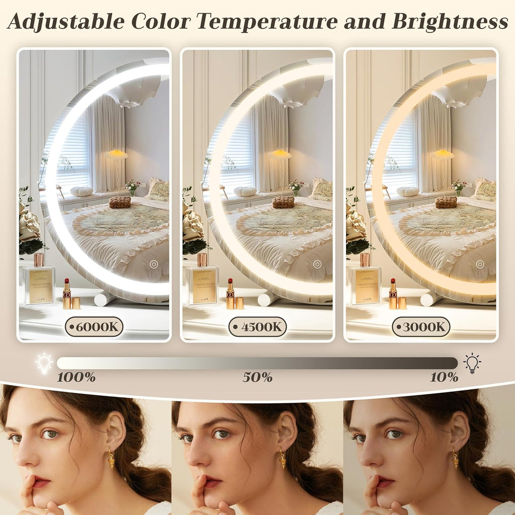 Makeup Mirror with Lights, 18 Inch Vanity Mirror with Lights, Lighted Makeup Mirror, Smart Touch Control Round Lighted
