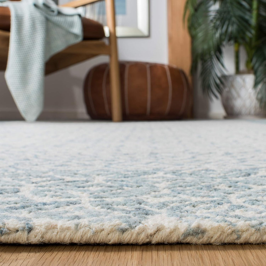 Area Rug 8x10 - Abstract - Large - Blue & Ivory, Handmade Wool