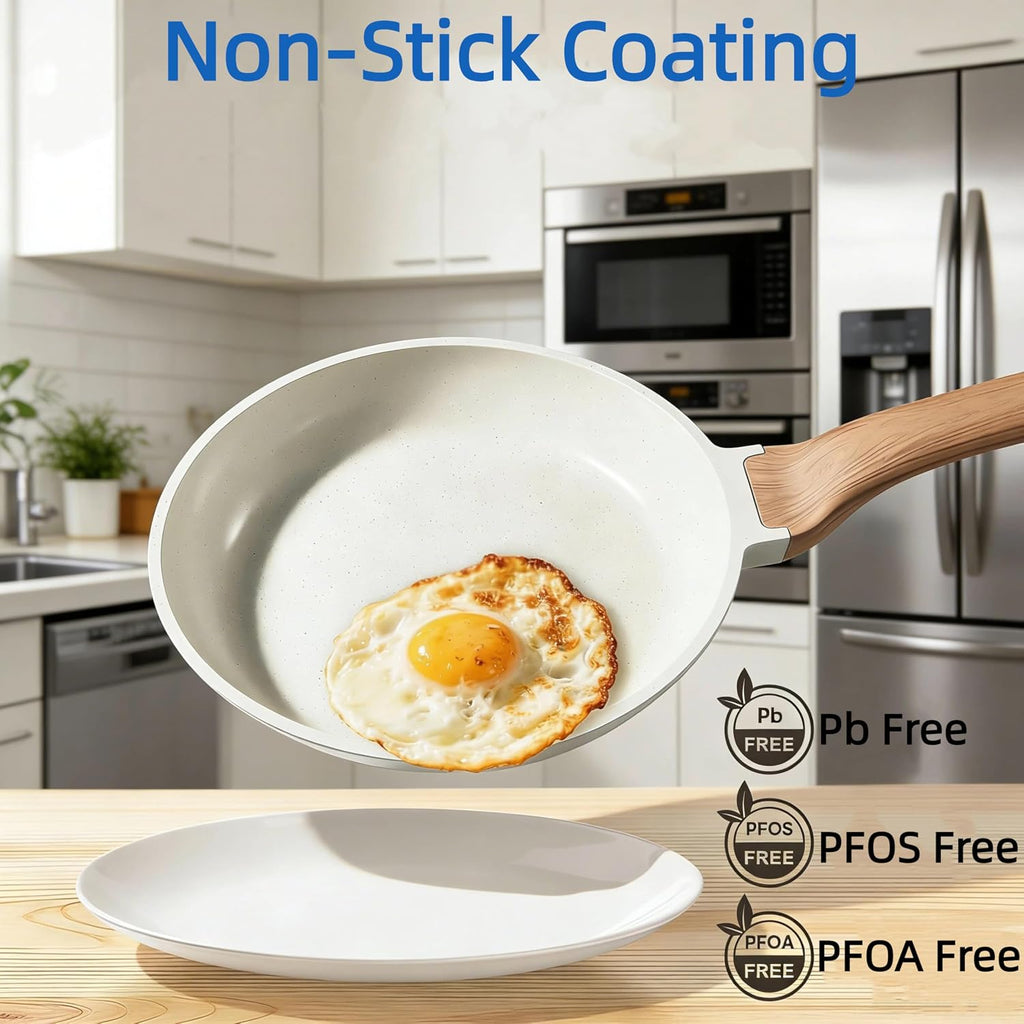 25Pcs Ceramic Cookware Set, Nonstick & Non-Toxic Healthy Pots and Pans, Heat-Resistant Handles, Induction Cookware