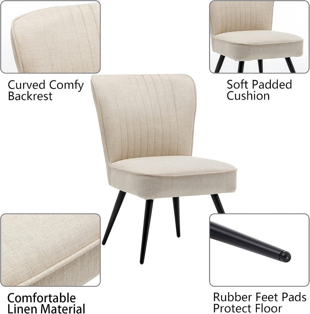 Accent Chair Set of 2 Upholstered Living Room Chairs Modern Bedroom Furniture Sets Armless Slipper Club Chair Guest