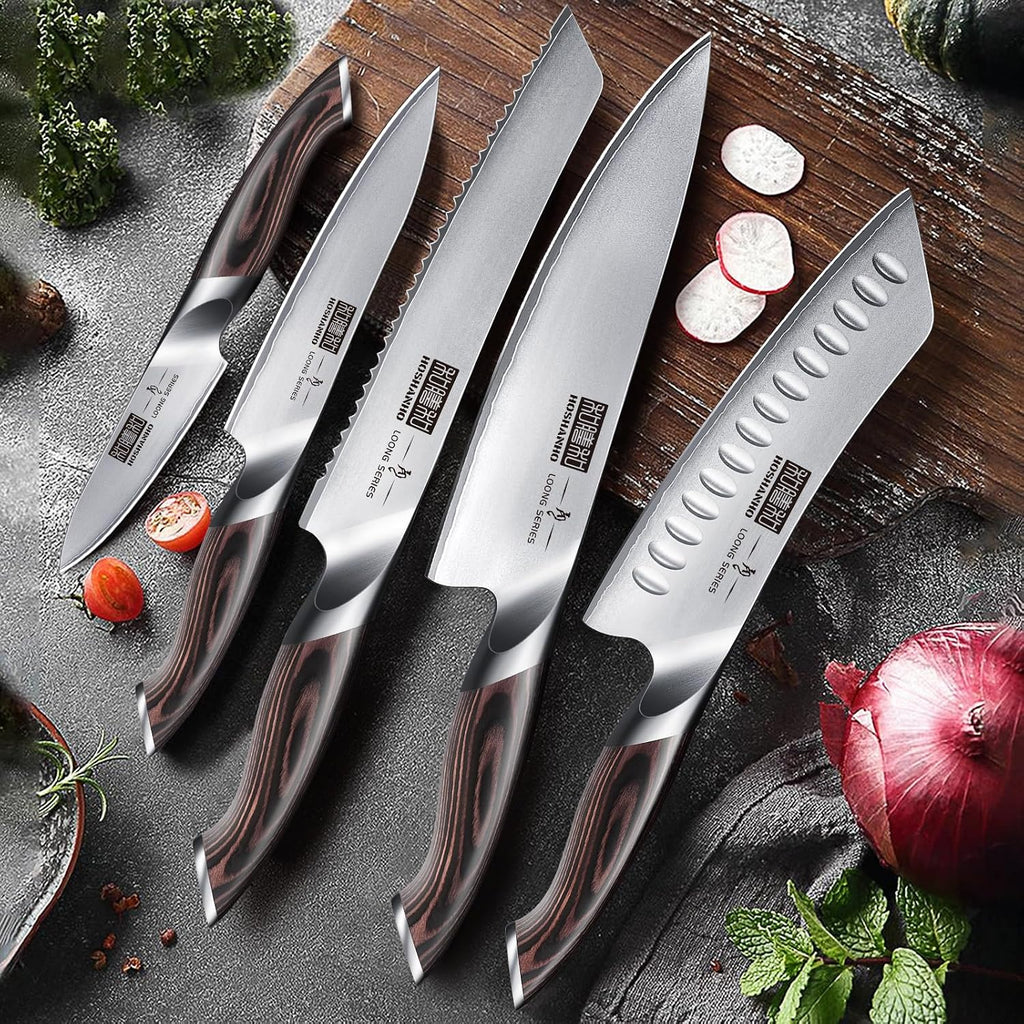 Knife Set with Magnetic Knife Holder, 6PCS Kitchen Knife Sets | Ultra Sharp Professional Japanese High Carbon
