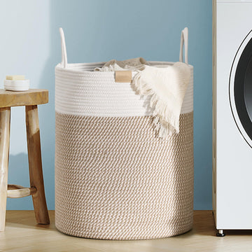Laundry Hamper 62L,Large Laundry Basket for Clothes,Decorative Storage Basket for Blankets,Cotton Rope Woven basket