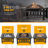 Outdoor Fire Pit, 32 Inch Firepit Table Metal Outdoor Fireplaces with Waterproof Cover for Outside Patio Camping (Black) - Image 4