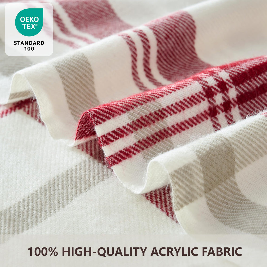 Red and White Plaid Throw Blanket for Couch - 60"X80"