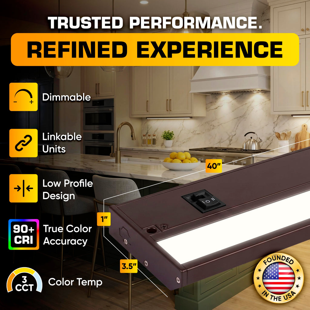 LED Under Cabinet Lighting Hardwired - 40 Inch Bronze