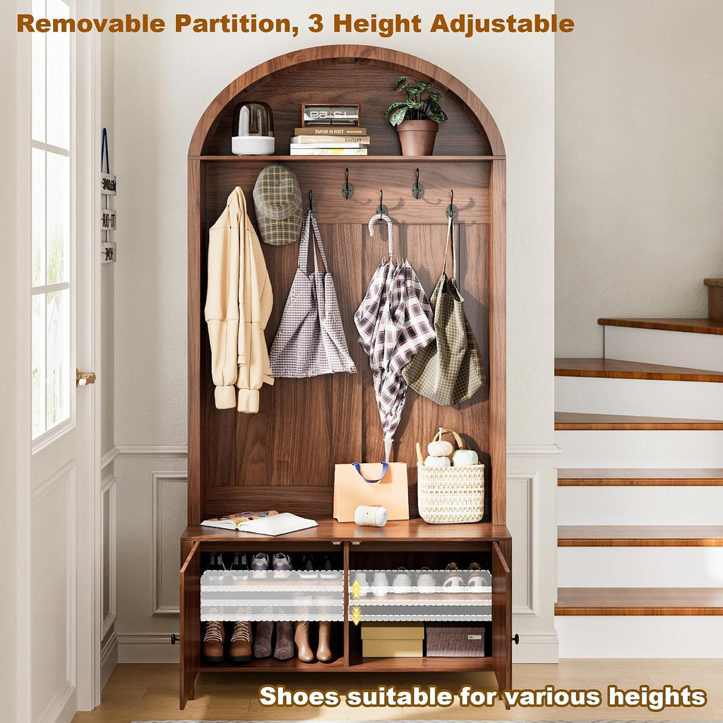 Hall Tree with Bench and Shoe Storage, Entryway Storage Bench with Coat Rack, 78.74" Coat Rack with 7 Hooks and