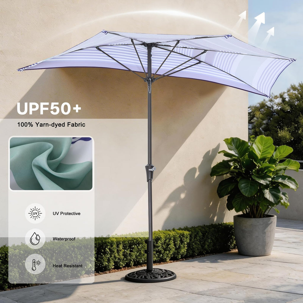 Patio Umbrella 10FT Outdoor Half Umbrella(Blue Purple Stripes)