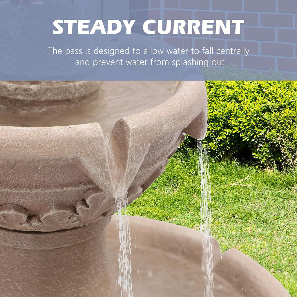 Italian Outdoor Water Fountain, 48.4" H Bubbler Garden Waterfalls Fountains, 3 Tiered Roman Pillar Floor Water