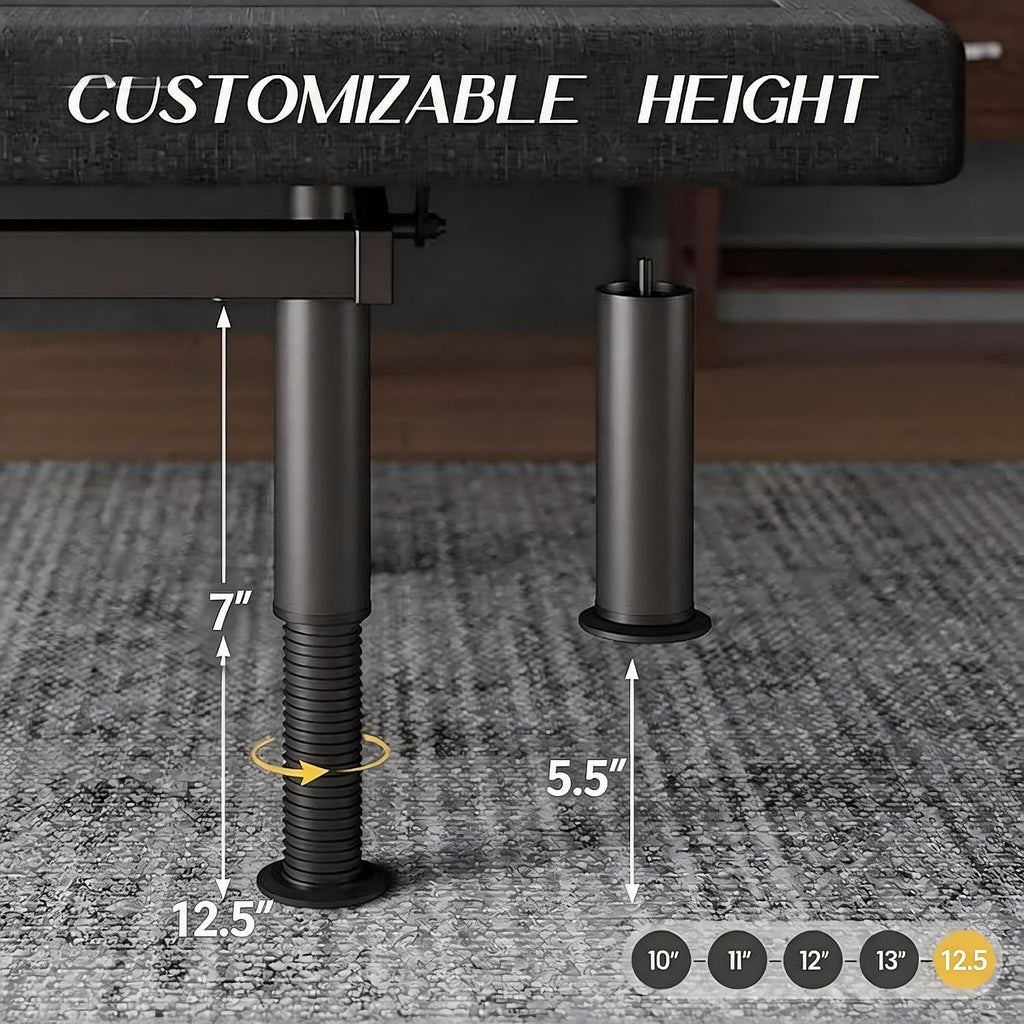 Adjustable Bed Frame Queen with Massage -Wireless Remote Electric Power Bed Foundation Under-Bed Lighting | Zero