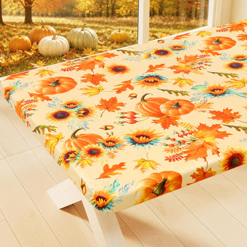 Thanksgiving Table Cloth, Plastic Table Cover for 8FT Tables