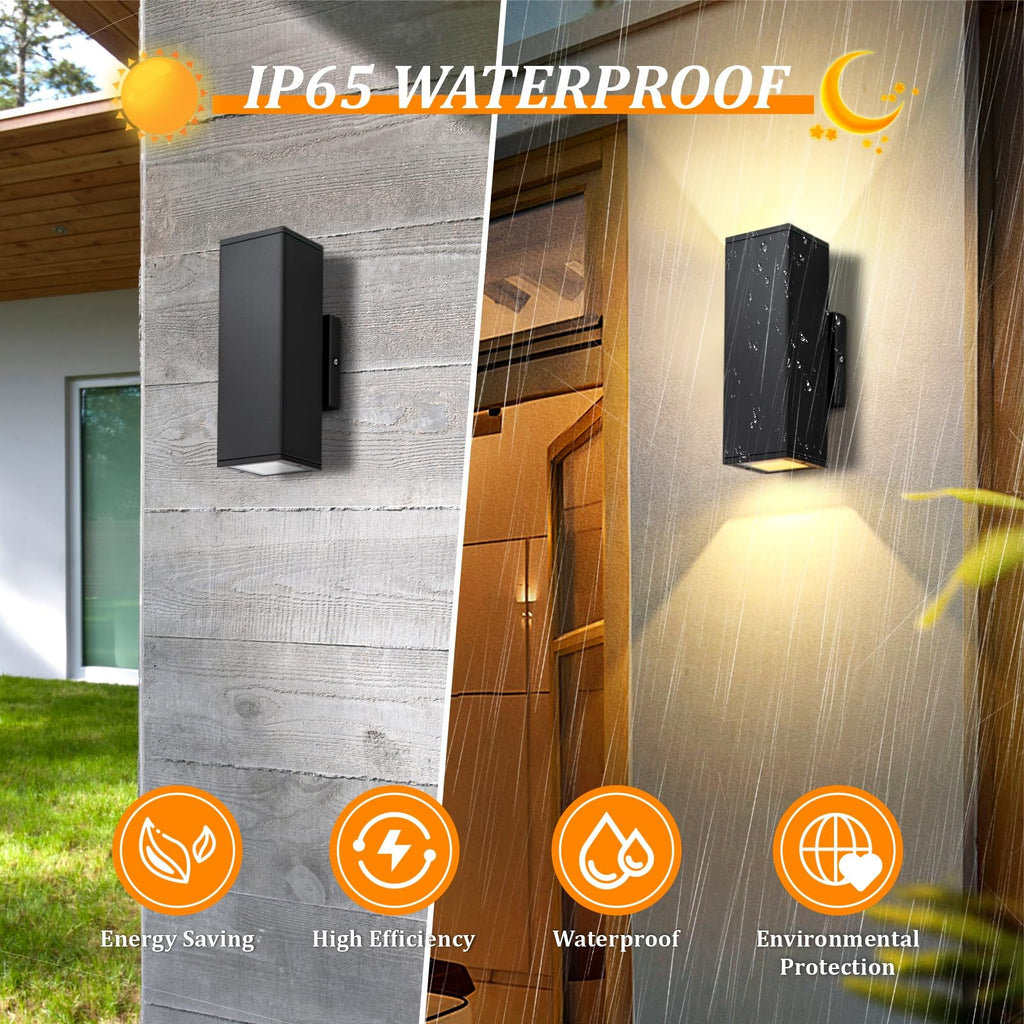 4-Pack Dimmable Wall Lights for Outdoor & Indoor Use - Integrated LED Square Up Down 12W 2700K Modern Aluminum